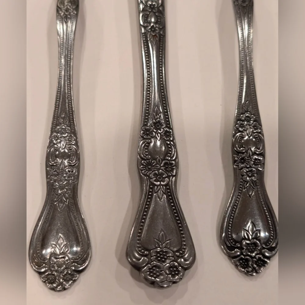 Vintage ROGERS Stainless Flatware Cutlery Set Precious Rose KOREA Table Setting